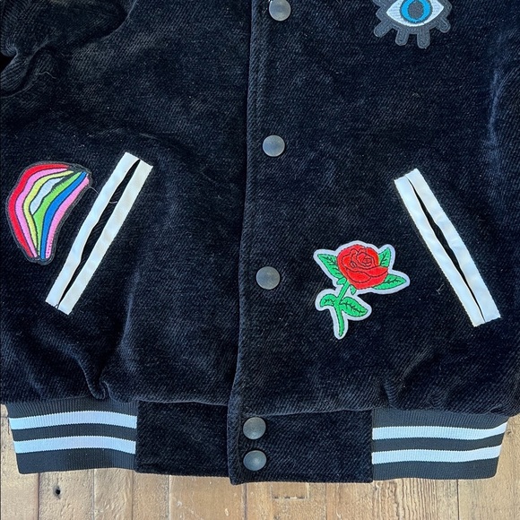 Lola + the boys all about the patch varsity bomber jacket girls 6 black - Picture 3 of 9